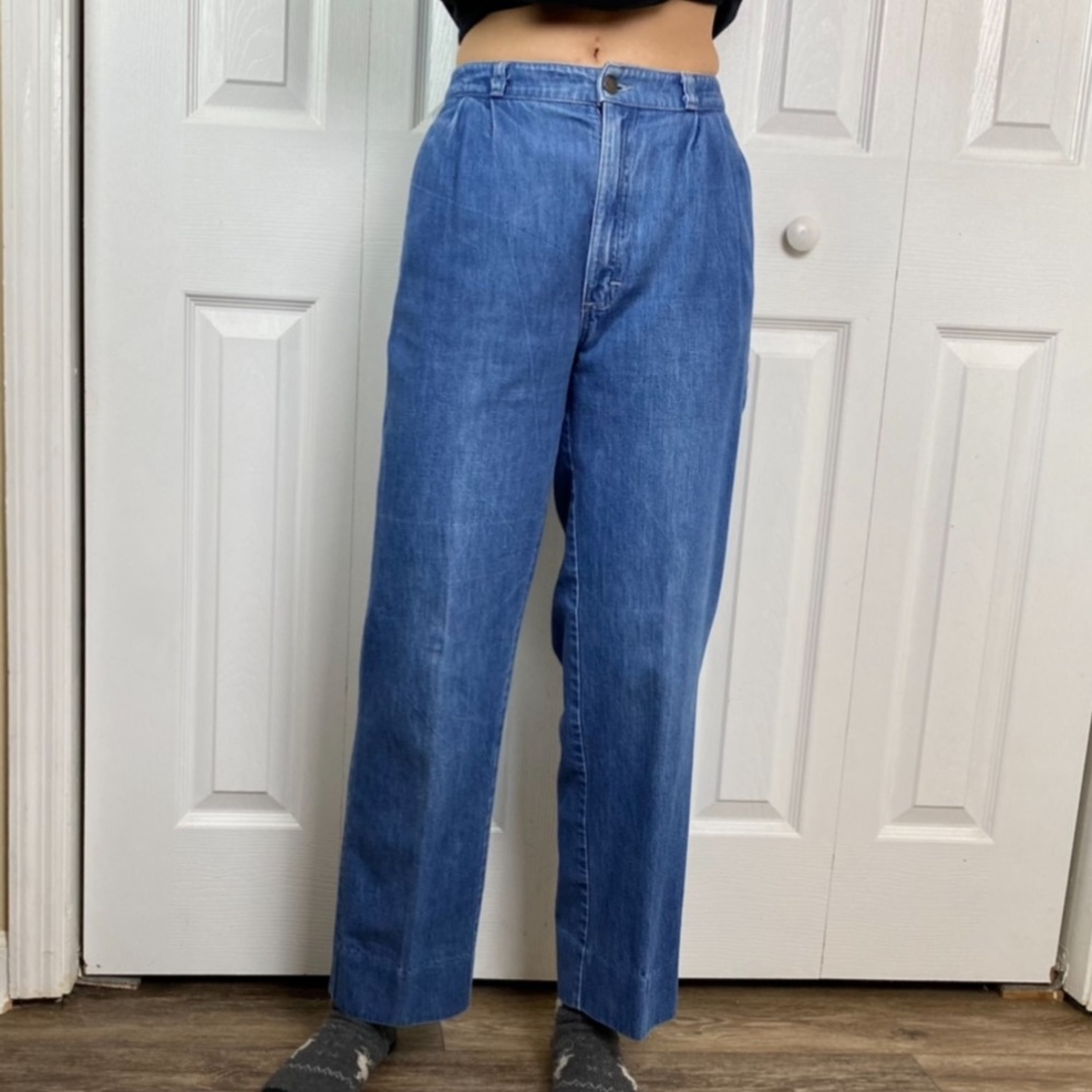 Vintage Bill Blass Pleated Jeans, Medium Wash, 80’s or 90’s retro, straight leg